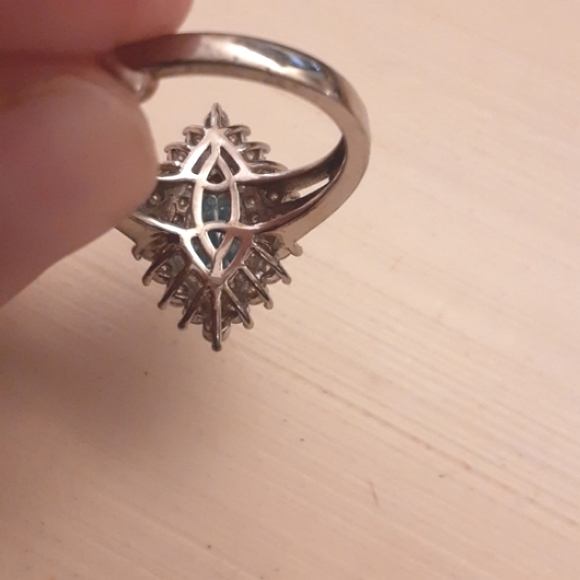 CARIBBEAN BLUE & WHITE MOISSANITE RING - Picture 3 of 9